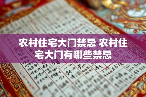 农村住宅大门禁忌 农村住宅大门有哪些禁忌