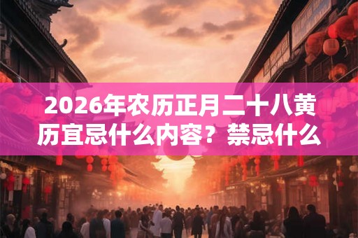 2026年农历正月二十八黄历宜忌什么内容？禁忌什么？