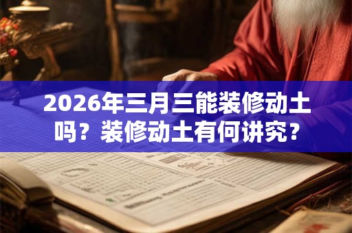 2026年三月三能装修动土吗？装修动土有何讲究？