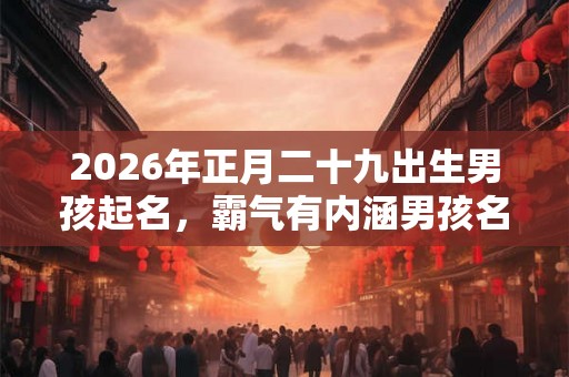 2026年正月二十九出生男孩起名，霸气有内涵男孩名字