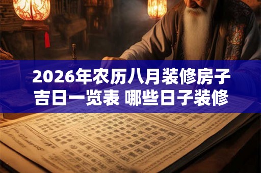 2026年农历八月装修房子吉日一览表 哪些日子装修好吗