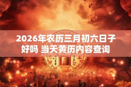 2026年农历三月初六日子好吗 当天黄历内容查询