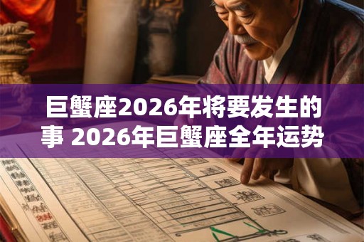 巨蟹座2026年将要发生的事 2026年巨蟹座全年运势详解 巨蟹座2026年将要发生的事 2026年巨蟹座全年运势详解
