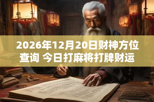 2026年12月20日财神方位查询 今日打麻将打牌财运方位