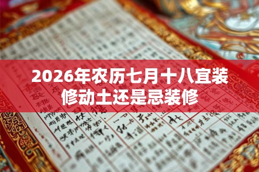 2026年农历七月十八宜装修动土还是忌装修