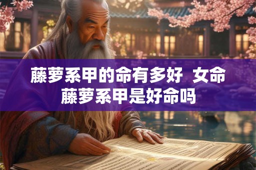 藤萝系甲的命有多好  女命藤萝系甲是好命吗