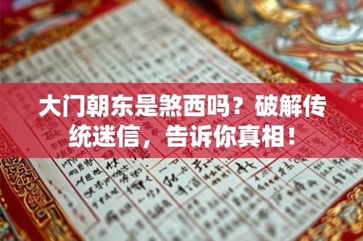 大门朝东是煞西吗？破解传统迷信，告诉你真相！
