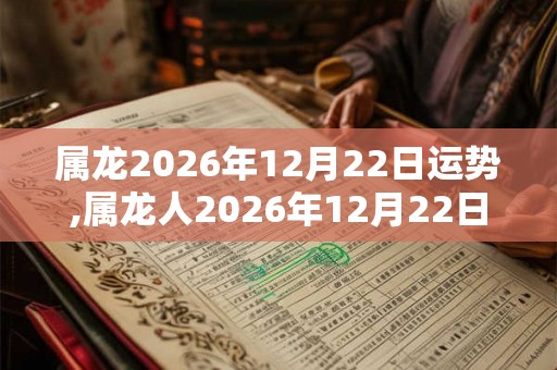 属龙2026年12月22日运势,属龙人2026年12月22日财运,生肖龙2026年12月22日运势