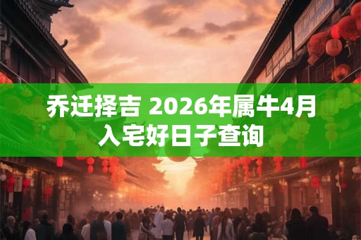 乔迁择吉 2026年属牛4月入宅好日子查询