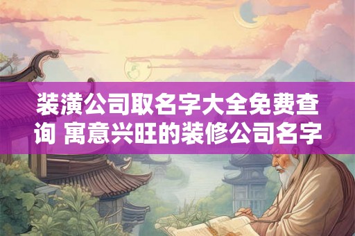 装潢公司取名字大全免费查询 寓意兴旺的装修公司名字