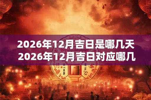 2026年12月吉日是哪几天 2026年12月吉日对应哪几天