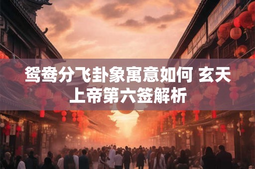 鸳鸯分飞卦象寓意如何 玄天上帝第六签解析
