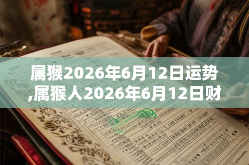 属猴2026年6月12日运势,属猴人2026年6月12日财运,生肖猴2026年6月12日运势