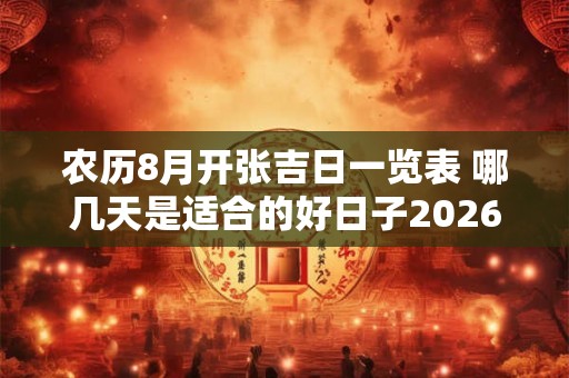 农历8月开张吉日一览表 哪几天是适合的好日子2026