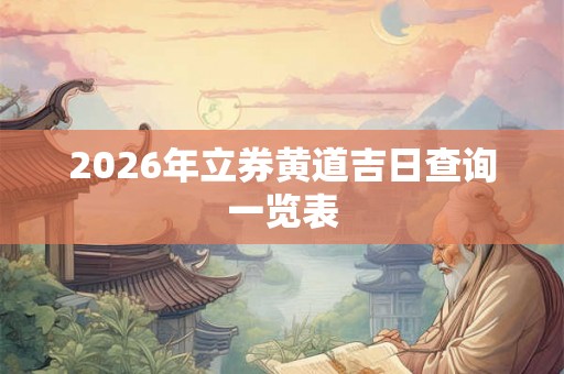 2026年立券黄道吉日查询一览表