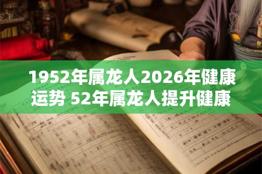 1952年属龙人2026年健康运势 52年属龙人提升健康运势的方法