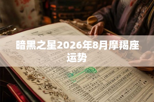 暗黑之星2026年8月摩羯座运势