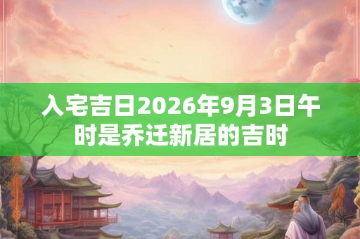 入宅吉日2026年9月3日午时是乔迁新居的吉时