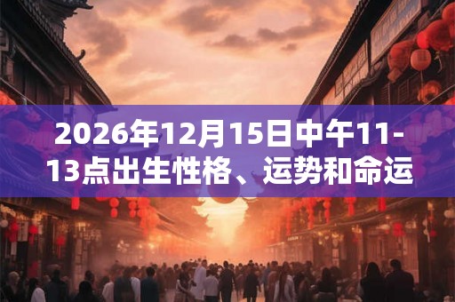 2026年12月15日中午11-13点出生性格、运势和命运