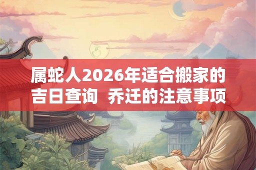 属蛇人2026年适合搬家的吉日查询  乔迁的注意事项