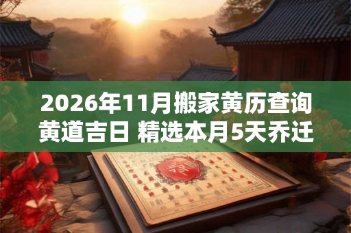 2026年11月搬家黄历查询黄道吉日 精选本月5天乔迁吉日