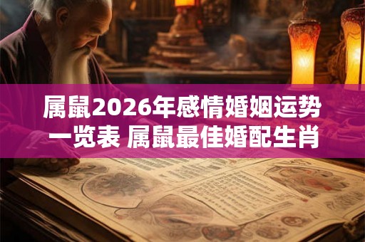 属鼠2026年感情婚姻运势一览表 属鼠最佳婚配生肖