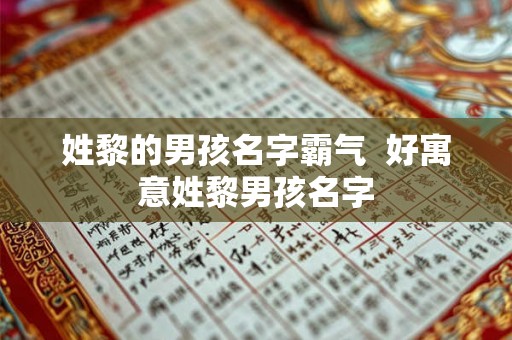 姓黎的男孩名字霸气  好寓意姓黎男孩名字