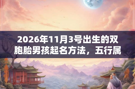 2026年11月3号出生的双胞胎男孩起名方法，五行属什么