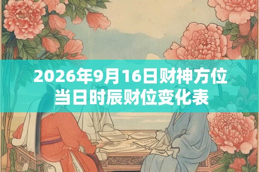 2026年9月16日财神方位 当日时辰财位变化表