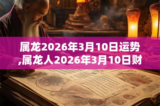 属龙2026年3月10日运势,属龙人2026年3月10日财运,生肖龙2026年3月10日运势