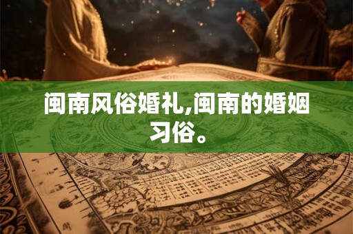 闽南风俗婚礼,闽南的婚姻习俗。