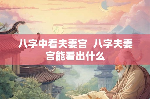 八字中看夫妻宫 八字夫妻宫能看出什么 八字中看夫妻宫 八字夫妻宫能看出什么
