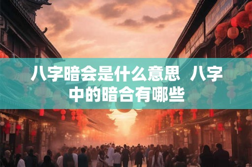 八字暗会是什么意思  八字中的暗合有哪些