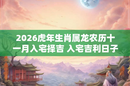 2026虎年生肖属龙农历十一月入宅择吉 入宅吉利日子