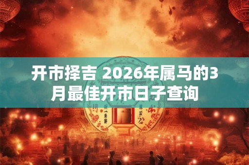 开市择吉 2026年属马的3月最佳开市日子查询 开市择吉 2026年属马的3月最佳开市日子查询
