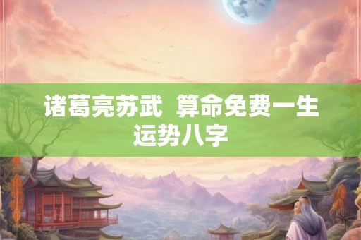 诸葛亮苏武  算命免费一生运势八字