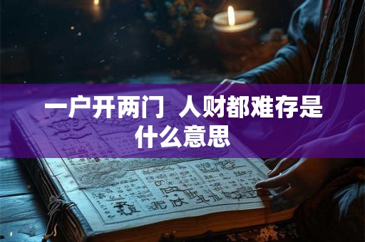 一户开两门 人财都难存是什么意思 一户开两门 人财都难存是什么意思
