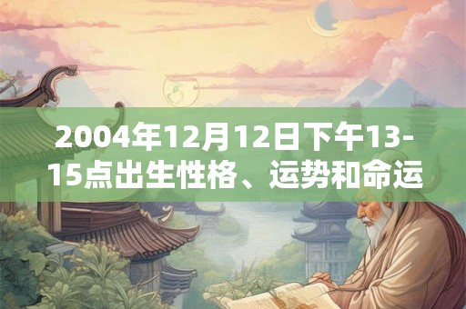 2004年12月12日下午13-15点出生性格、运势和命运