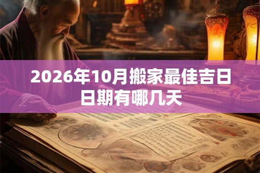 2026年10月搬家最佳吉日日期有哪几天 2026年10月搬家最佳吉日日期有哪几天