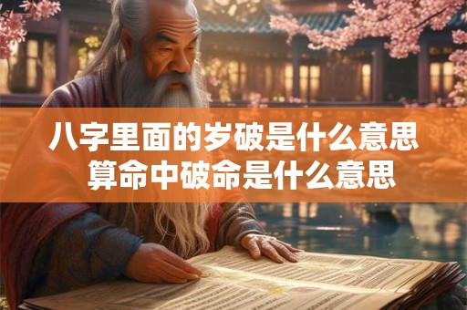八字里面的岁破是什么意思  算命中破命是什么意思