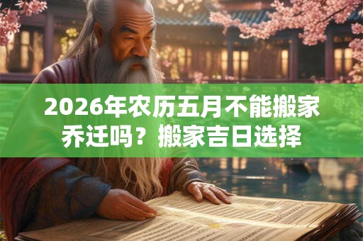 2026年农历五月不能搬家乔迁吗？搬家吉日选择