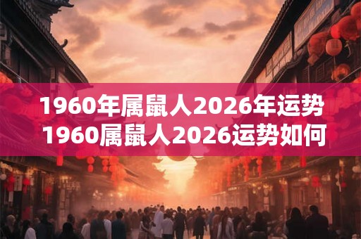 1960年属鼠人2026年运势 1960属鼠人2026运势如何