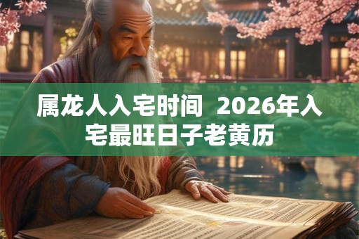 属龙人入宅时间  2026年入宅最旺日子老黄历