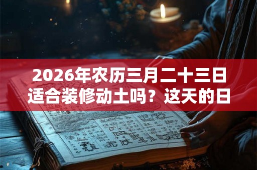 2026年农历三月二十三日适合装修动土吗？这天的日子好不好？