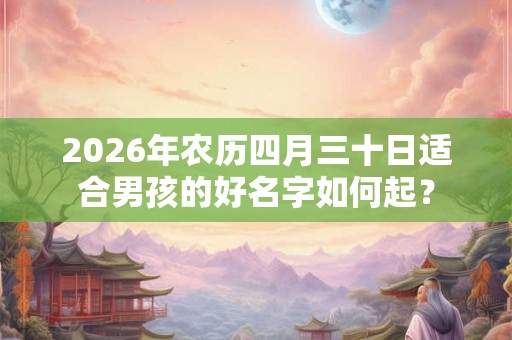 2026年农历四月三十日适合男孩的好名字如何起？