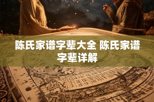 陈氏家谱字辈大全 陈氏家谱字辈详解