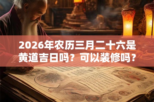 2026年农历三月二十六是黄道吉日吗?可以装修吗? 2026年农历三月二十六是黄道吉日吗?可以装修吗?