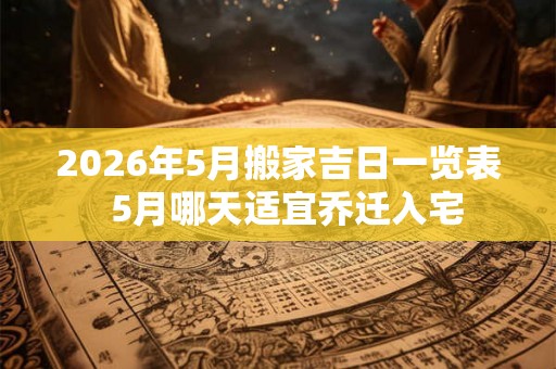 2026年5月搬家吉日一览表 5月哪天适宜乔迁入宅 2026年5月搬家吉日一览表 5月哪天适宜乔迁入宅