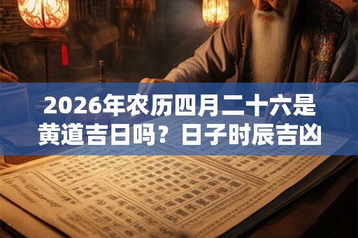 2026年农历四月二十六是黄道吉日吗？日子时辰吉凶如何？