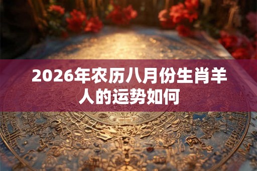 2026年农历八月份生肖羊人的运势如何